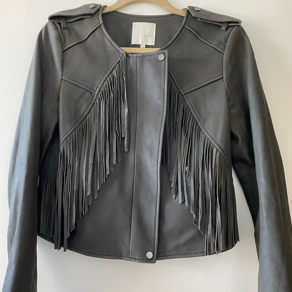 Joie Zeno Smoky Ash Leather Jacket